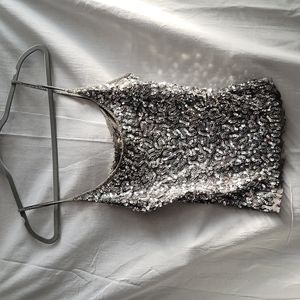 Silver sequined tank top